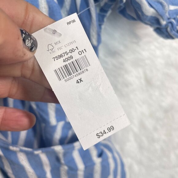 Old‎ Navy Womens Blue White Striped Blouse Sz 4X Wrap Back Tie Peasant Boho NWT - Picture 8 of 10